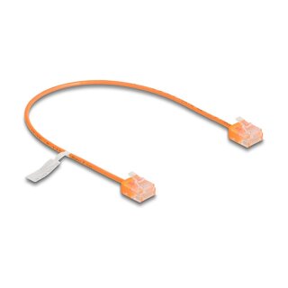 Delock RJ45 Netzwerkkabel Cat.6 UTP Ultra Slim 0,3 m orange mit kurzen Steckern
