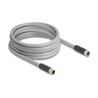 Delock M12 Kabel L-kodiert 5 Pin Stecker zu Buchse PUR schleppkettentauglich 5 m grau