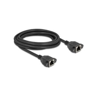 Delock Netzwerk Verlängerungskabel S/FTP RJ45 Buchse zu RJ45 Buchse Cat.6A flache Ausführung 3 m schwarz