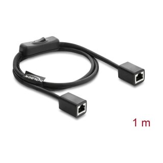 Delock RJ45 Kabel Buchse zu Buchse mit Schalter Cat.6 F/UTP 1 m - Netzwerkschaltung schwarz