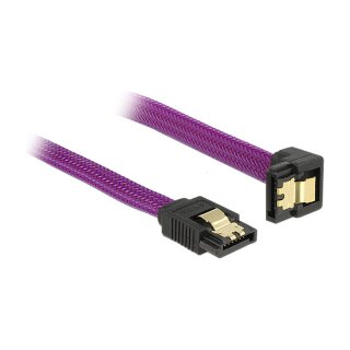 Delock SATA 6 Gb/s Kabel gerade auf unten gewinkelt 20 cm violett