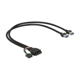 Delock Kabel USB 3.0 Pfostenbuchse + USB 2.0 Pfostenbuchse > 2 x USB 3.0 A Buchse 45 cm