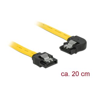Delock SATA 6 Gb/s Kabel gerade auf links gewinkelt 20 cm gelb