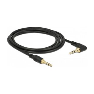 Delock Klinkenkabel 3,5 mm 3 Pin Stecker > Stecker gewinkelt 2 m schwarz