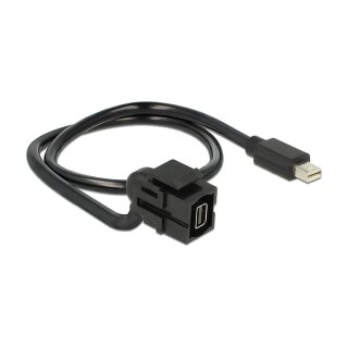 Delock Keystone Modul mini DisplayPort Buchse 110° > mini DisplayPort Stecker mit Kabel schwarz