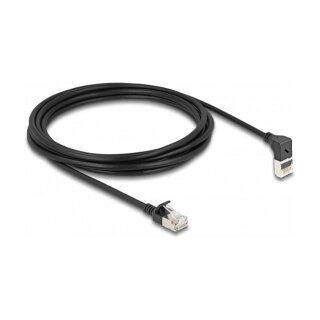 Delock RJ45 Netzwerkkabel Cat.6A S/FTP Slim 90° oben gewinkelt / gerade 3 m schwarz