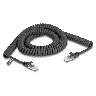 RJ45 Spiralkabel Stecker zu Stecker Cat.5e 3 m schwarz