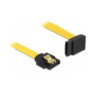 Delock SATA 6 Gb/s Kabel gerade auf oben gewinkelt 50 cm gelb