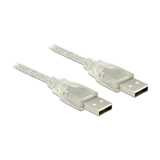 Kabel USB 2.0 Typ-A Stecker > USB 2.0 Typ-A Stecker 0,5 m transparent