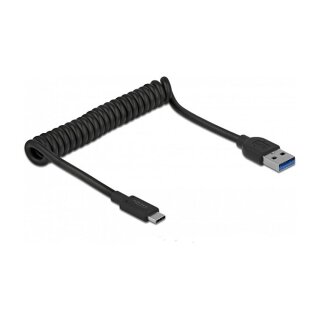 Delock USB 10 Gbps Spiralkabel Typ-A Stecker zu USB Type-C™ Stecker
