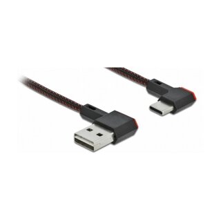 EASY-USB 2.0 Kabel Typ-A Stecker zu USB Type-C™ Stecker gewinkelt links / rechts 0,5 m schwarz