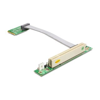 Riser Karte Mini PCI Express > 1 x PCI mit flexiblem Kabel 13 cm links gerichtet