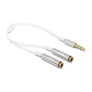 Delock Kabel Audio Splitter Klinkenstecker 3,5 mm 4 Pin > 2 x Klinkenbuchse 3,5 mm 4 Pin 25 cm
