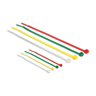 Delock Kabelbinder farbig L 100 x B 2,5 mm + L 200 x B 3,6 mm 200 Stück