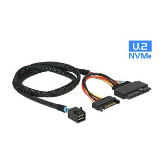 Delock Kabel SFF-8643 Stecker > U.2 SFF-8639 Buchse + SATA Stromanschluss 75 cm