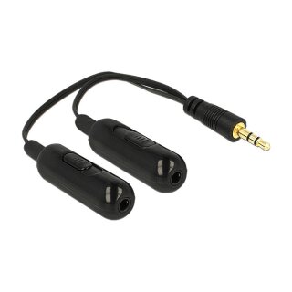 Delock Adapterkabel Audio Splitter Klinkenstecker 3,5 mm 3 Pin > 2 x Klinkenbuchse 3,5 mm 3 Pin + Lautstärkeregler 19 cm