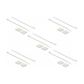 Befestigungssockel 25 x 25 mm mit Kabelbinder L 150 x B 3,6 mm weiß