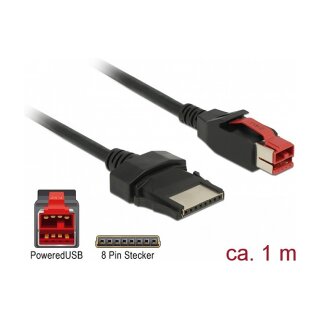 Delock PoweredUSB Kabel Stecker 24 V > 8 Pin Stecker 1 m für POS Drucker und Terminals