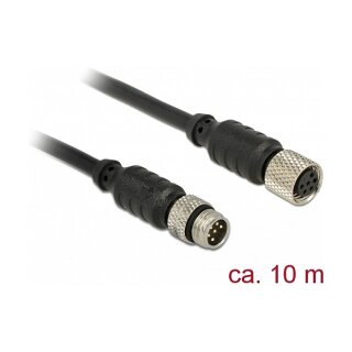 Delock M8 Sensor- / Aktorverlängerungskabel 6 Pin Stecker zu M8 6 Pin Buchse wasserdicht 10 m