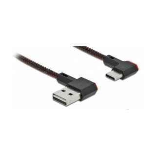 Delock EASY-USB 2.0 Kabel Typ-A Stecker zu USB Type-C™ Stecker gewinkelt links / rechts 2 m schwarz