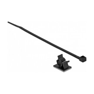 Delock Kabelklemme 25 x 18 mm mit Kabelbinder L 200 x B 3,6 mm schwarz
