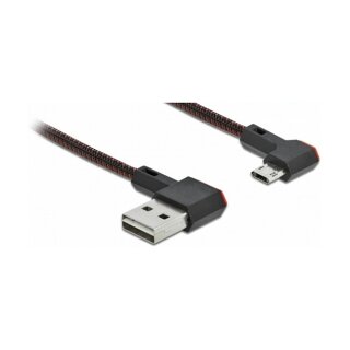 Delock EASY-USB 2.0 Kabel Typ-A Stecker zu EASY-USB Typ Micro-B Stecker gewinkelt links / rechts 1 m schwarz