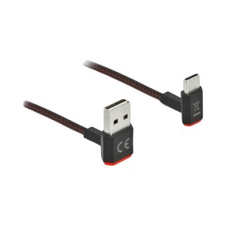 Delock EASY-USB 2.0 Kabel Typ-A Stecker zu USB Type-C™ Stecker gewinkelt oben / unten 0,5 m schwarz