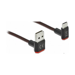 Delock EASY-USB 2.0 Kabel Typ-A Stecker zu USB Type-C™ Stecker gewinkelt oben / unten 1 m schwarz
