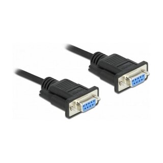 Delock RS-232 Kabel Seriell D-Sub9 Buchse zu Buchse Nullmodem mit schmalem Steckergehäuse 3 m