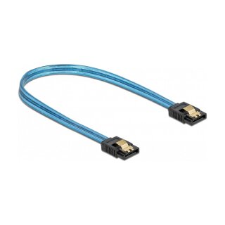 Delock SATA 6 Gb/s Kabel UV Leuchteffekt blau 20 cm