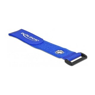 Delock Klett-Kabelbinder mit Schlaufe und Befestigungsöse L 280 x B 38 mm blau 3 Stück