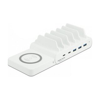 Delock USB und kabelloses Ladegerät 2 x USB Type-C™ PD + 3 x USB Typ-A mit 110 W