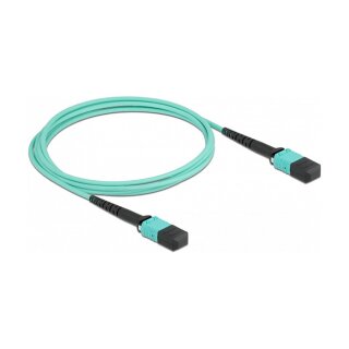 Delock LWL Kabel MPO Buchse zu MPO Buchse 12 Fasern, Polarität A, Multimode OM4, 50/125 µm, 2 m