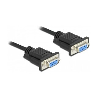 RS-232 Kabel Seriell D-Sub 9 Buchse zu Buchse Nullmodem mit schmalem Steckergehäuse - CTS / RTS auto control - 2 m