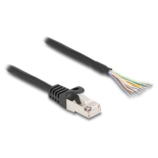 Delock Kabel RJ50 Stecker zu offenen Kabelenden S/FTP 0,5 m schwarz