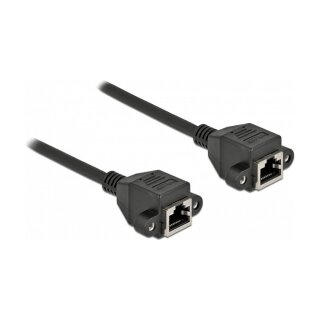 Delock Netzwerk Verlängerungskabel S/FTP RJ45 Buchse zu RJ45 Buchse Cat.6A 3 m schwarz