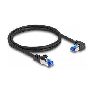Delock RJ45 Netzwerkkabel Cat.6A S/FTP gerade / rechts gewinkelt 1 m schwarz