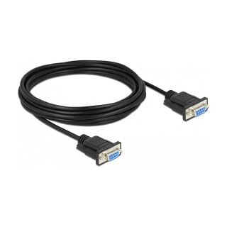 RS-232 Kabel Seriell D-Sub 9 Buchse zu Buchse Nullmodem mit schmalem Steckergehäuse - CTS / RTS auto control - 5 m