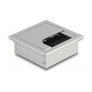 Kabeldurchführung für Tischeinbau mit Bürste 80 x 80 x 28 mm silber