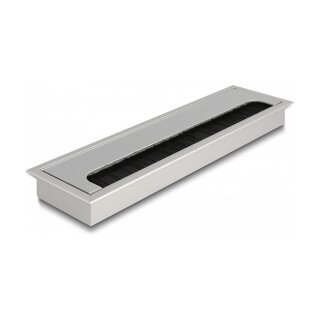 Kabeldurchführung für Tischeinbau mit Bürste 280 x 80 x 28 mm silber