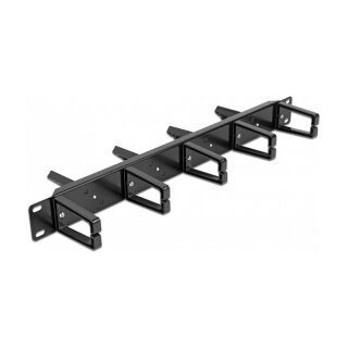 19" Kabelmanagement Rangierpanel beidseitig mit 9 Bügeln (5 x vertikal, 4 x 45° geneigt) 1 HE schwarz