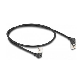 RJ45 Netzwerkkabel Cat.6A S/FTP Slim 90° oben / unten gewinkelt 0,5 m schwarz