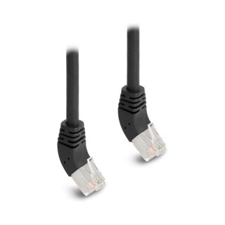 RJ45 Netzwerkkabel Cat.6A S/FTP 45° nach oben gewinkelt 0,25 m schwarz