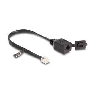 Kabel RJ12 Stecker zu RJ12 Buchse mit Verschlusskappe 20 cm schwarz
