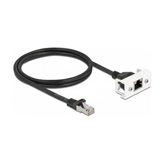 Netzwerk Verlängerungskabel für Easy 45 Modul S/FTP RJ45 Stecker zu RJ45 Buchse Cat.6A 1 m schwarz / weiß