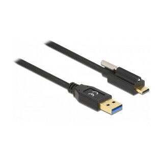 Delock USB 10 Gbps Kabel Typ-A Stecker zu USB Type-C™ Stecker mit Schraube oben 1,5 m