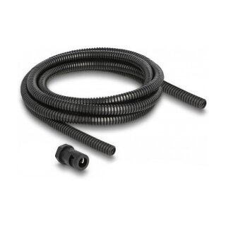 Delock Kabelschutzschlauch 2 m x 10 mm mit 2 x PG7 Schlauchverschraubung Set schwarz