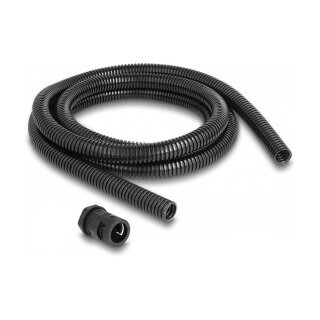 Delock Kabelschutzschlauch 2 m x 15,8 mm mit 2 x PG11 Schlauchverschraubung Set schwarz