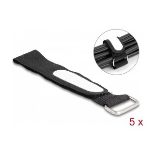 Delock Klettkabelbinder mit Schlaufe und Beschriftungsfeld L 203 x B 20 mm schwarz 5 Stück