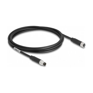 Delock M8 A-kodiert 4 Pin Kabel Stecker zu Buchse PUR (TPU) 2 m